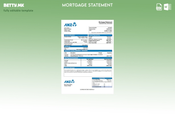Модерен стил на Кирибати АНЗ Банка за хипотека шаблон за Word и PDF